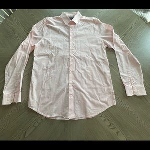 Express brand Dress Shirt in Light Pink Small Floral Print Slim Fit Size Large
